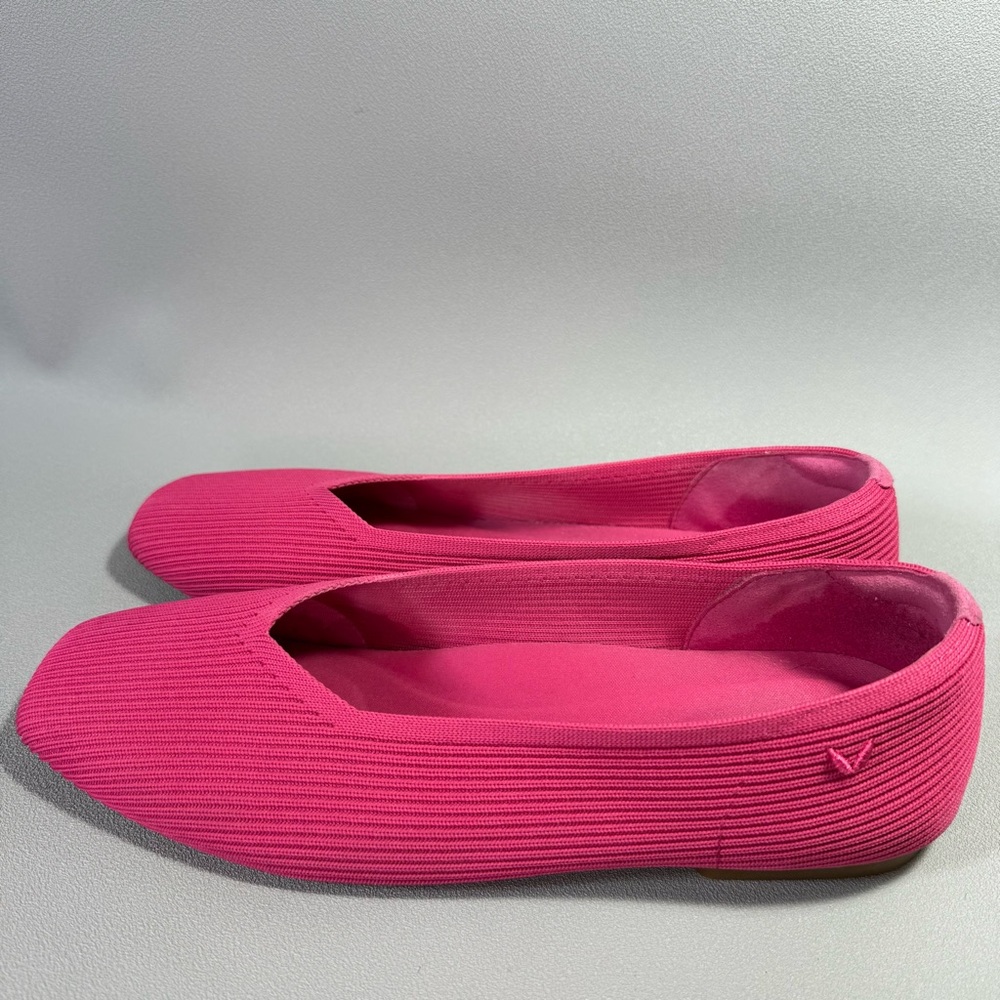 VIVAIA Margot 2.0 Pink Square-Toe V-Cut Knit Ballet Flats - Picture 3 of 13